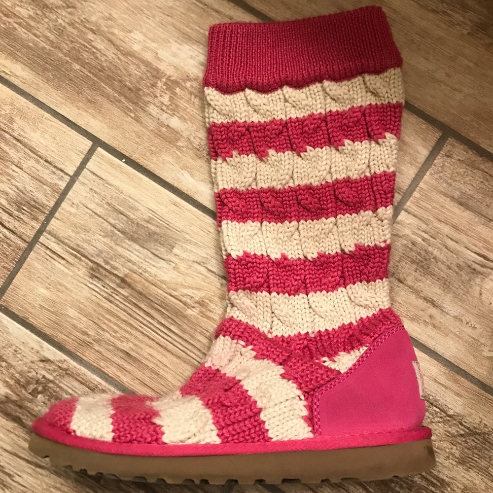 Pink and White Crocheted Uggs